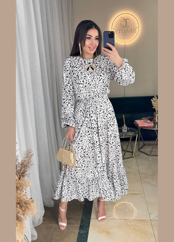 Білий повсякденний, святковий, вечірня сукня кльош Garna з квітковим принтом