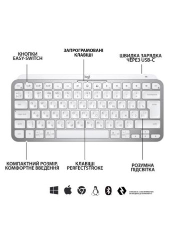 Клавиатура MX Keys Mini Minimalist Wireless US Pale Grey (920010499) (6836256) Logitech (314931679)
