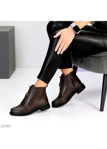 Черевики жіночі Seline натуральна шкіра шоколадні No Brand (361850342)