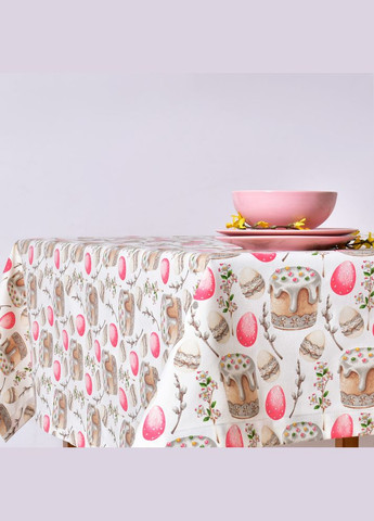 Скатертина 170х260 см – бавовняна скатертина з водовідштовхувальним покриттям, великодній принт святкова IDEIA (334726441)