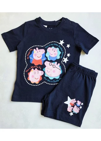 Темно-синя всесезон дитяча піжама літня Peppa Pig Піжама
