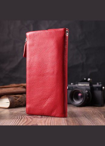 Гаманець-клатч для жінок з двома блискавками з натуральної шкіри червоний 21х10,5х2 см 22526 st leather (329196508)