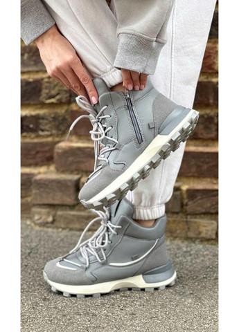 Кроссовки женские серые на шнуровке No Brand Кросівки жіночі зимові серые зима (368556855)