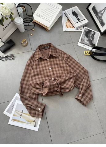 Коричневая повседневный рубашка в клетку Avanti с длинным рукавом