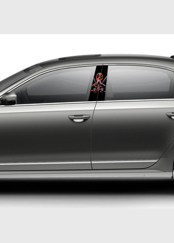 Наклейка виниловая цветная самоклеющаяся декоративная на стойку автомобиля "Дедпул. Deadpool" из Оракала Кавун наліпка (316142299)