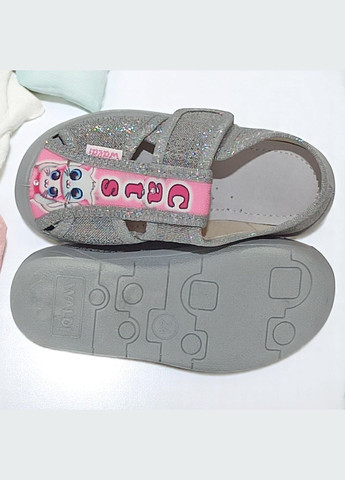 Серебряные ортопедические тапочки на липучке для девочки сменка в садик валди Waldi