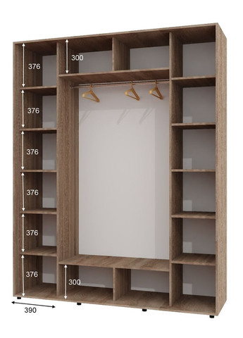 Шафа-купе тридверна 200*60*250 Дуб Сонома трюфель Дзеркало з піскострумним малюнком ШК-05 Алекса (360439147)