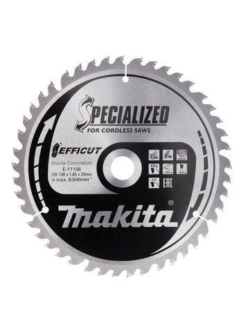 Пиляльний диск Efficut Specialized E11156 (190x20 мм, 45 зубів) ТСТ по дереву (7433) Makita (267819676)