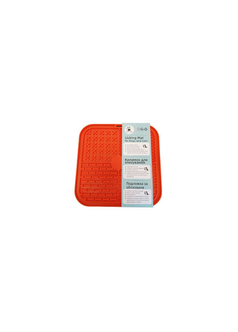Силіконовий килимок для собак антистрес для злизування 20х20 см помаранчевий Ecotoys (269341834)