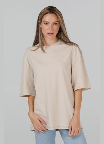 Набір оверсайз футболок жіночих 2шт, Беж/Коричневий (U0104W-Cream-Brown) RAY Oversize - (345556633)