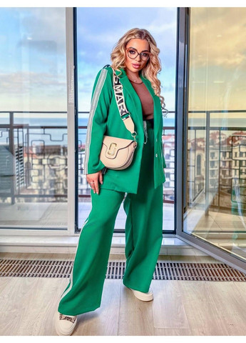 Костюм із брюками палаццо з лампасами, Мод БЛК 082, зелений, розімр 62-64 No Brand (355469720)