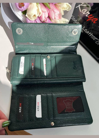 Жіночий гаманець на блискавці та картхолдер на магнітах Туреччина натуральна шкіра темний Karya (341322865)