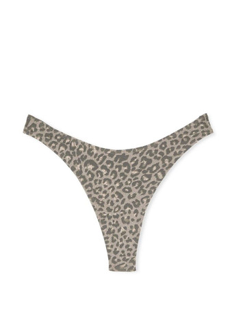 Трусики-стринги хлопковые Stretch Cotton High-Leg Scoop Thong Panty коричневые Victoria's Secret (330829490)