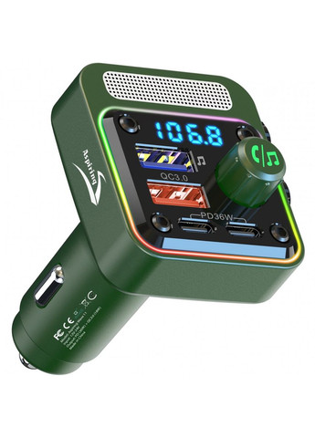 Автомобільний FM-трансміттер Wave 11 PD 54W LED/Bluetooth//QC3.0, 2хUSB-C 36W Aspiring (362474485)