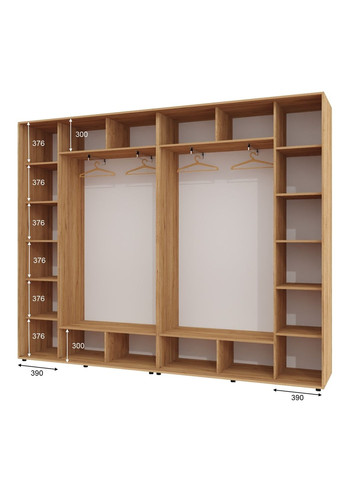 Шафа-купе чотиридверна 300*45*250 Дуб крафт золотий Дзеркало з піскострумним малюнком Алекса (360439877)