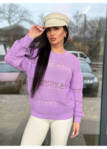 Бузковий демісезонний светр в'язаний тонкий LeVi