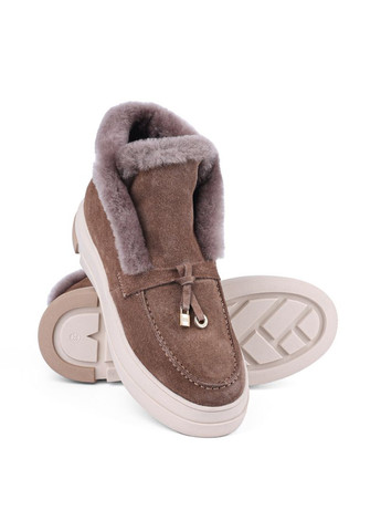 Зимние женские ботинки 109414 коричневый велюр Attizzare тканевые