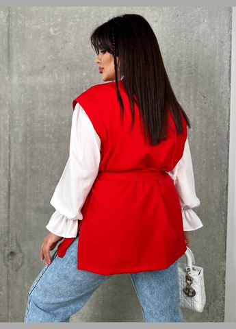 Женский костюм двойка жилетка и блуза цвет красный р.48/50 454104 New Trend (289720099)