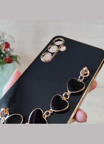 Чохол для samsung a34 жіночий силіконовий із золотистою рамкою Luxury (чорний) No Brand (296914458)