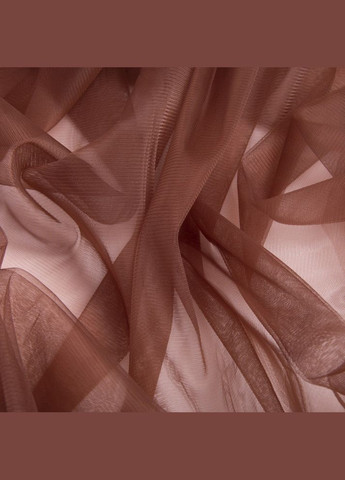Тканина фатін євро 300 см 15 г/м2 фатин легка декоративна для суконь, костюмів, декору   V-H50 коричнева IDEIA (305836142)