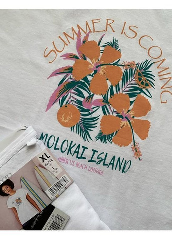 Белая женская хлопковая футболка с принтом Esmara - (373894826)