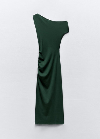 Темно-зелена вечірня сукня Zara однотонна