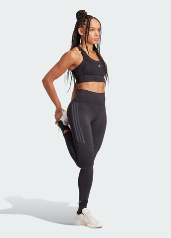 Чёрный спортивный бра run pocket medium-support adidas трикотаж
