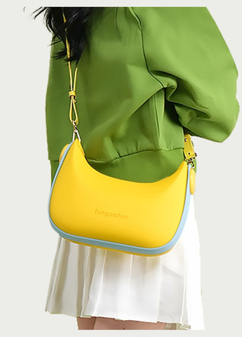 Сумочка силіконова клатч жіночий на ремінці з ручками водонепроникна сумка на блискавці, жовта No Brand (354829465)