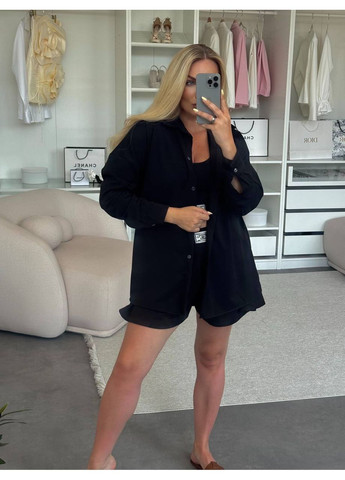 Костюм тройка🔝 (Рубашка+шорты+топ) Luna (350198044)