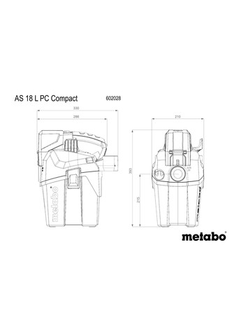 Аккумуляторный пылесос AS 18 L PC Compact, 18 В, Каркас (Картон) 602028850 (8137) Metabo (295033113)