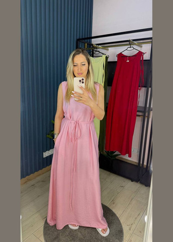 Розовое повседневный платье женское Гермес однотонное