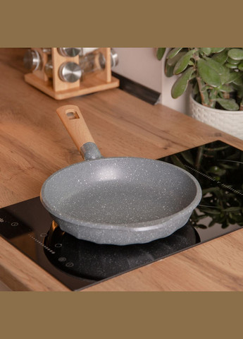 Алюмінієва сковорода 1,4 л, мармурове антипригарне покриття Ø 22 см, товсте дно сірий HP-4-417G MGC (306849324)