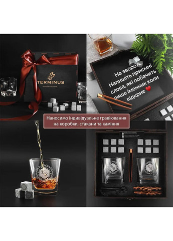 Подарочный набор + 6шт хрустальные бокалы Bohemia Glacier для виски и стеатитовых камней для охлаждения Sterling (364550626)