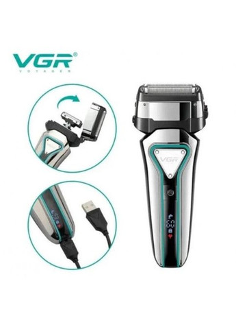 Мужская водонепроницаемая электробритва VGR V-333 Led дисплей IPX6 2 головки бритва No Brand (323486569)