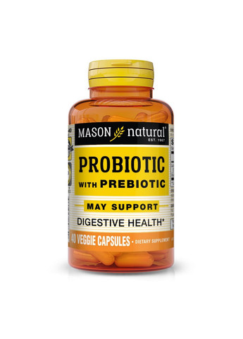 Пробіотики та пребіотики Probiotic with Prebiotic, 40 вегакапсул Mason Natural (293417185)