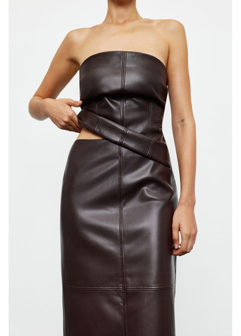 Спідниця максі з екошкіри 858 Papaya (363318174)