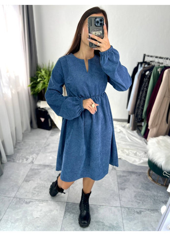 Синя повсякденний, вечірня, ділова, кежуал жіноча сукня FINO Mode