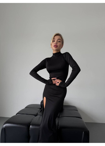 Черное праздничный, вечернее, кэжуал женское платье силуэтное силуэтная Style Point однотонное