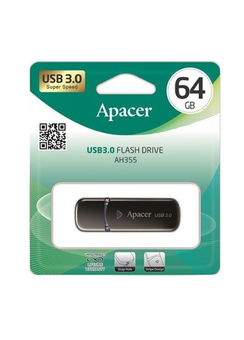Флеш-накопитель USB 3.2 Gen 1 64Gb Black (AP64GAH355B-1) Apacer AH355 (360552744)