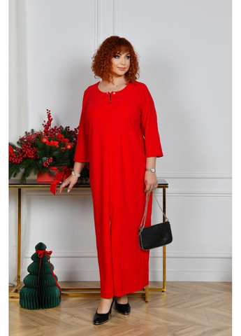 Красное праздничный, деловое женское элегантное платье с разрезом No Brand однотонное