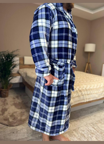 Халат чоловічий махровий XXL Синій в клітинку (П4К-Al-male-halat-008-03) No Brand (323160824)