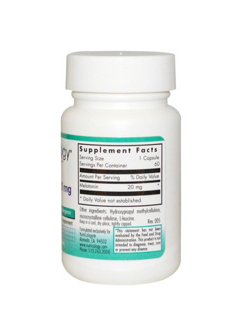 Мелатонин, 20 мг, 60 капсул NutriCology (364312423)