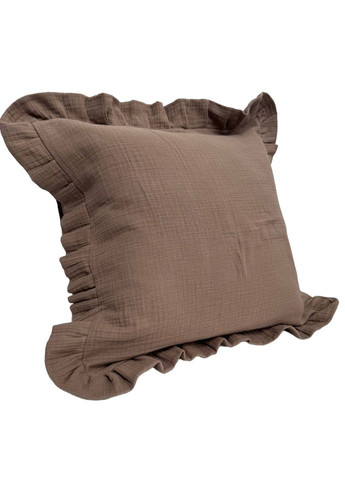 Наволочка декоративная с рюшами Muslin Coffee кофе 45х45 см SoundSleep (300519852)