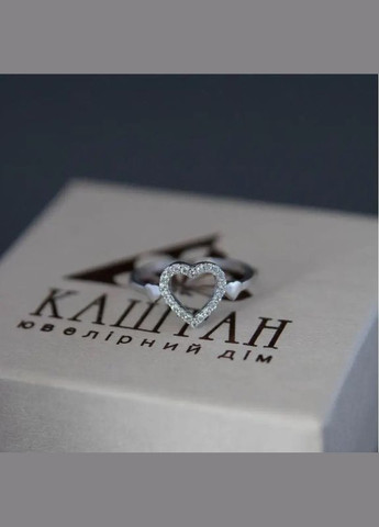 Каблучка срібна тематична Сердечко з маленькими білими фіанітами No Brand (362177352)