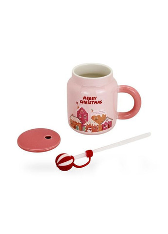 Кружка кераміка з кришкою та трубочкою 350 млMerry Christmas (вартість за 1 шт) Home Decor (367255220)