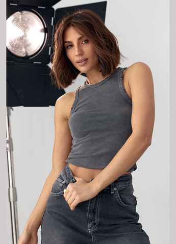 Женская майка в рубчик с рваным декором Liton — 296469628