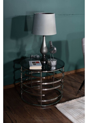 Журнальний столик LIVIA скло димчасте/срібний D. 60 LIVIASDS Signal (372178019)