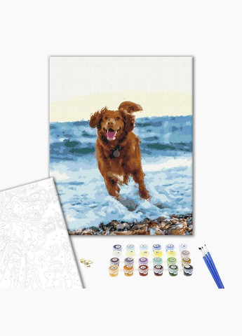Картина по номерам Собачка в море Картины в цифрах животного Раскраска собака 40х50см BS51436 Brushme (308988623)