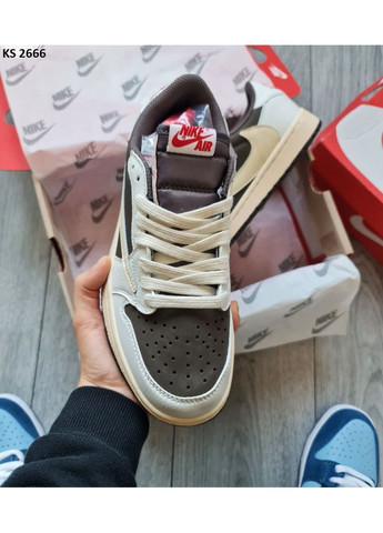 Комбіновані літні кросівки nike air jordan 1 retro low og sp travis scott mocha найк аір джордан No Brand