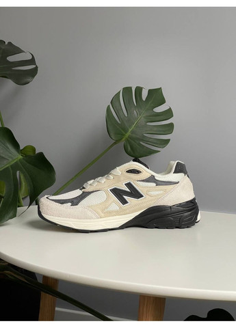 Кроссовки женские и мужские New Balance 990 V3 beige black | Нью Баланс 990 бежевые черные No Brand бежевые демисезоны (361433190)
